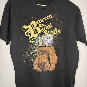 Tultex Black Graphic buried and me Tee with Gold and White Design